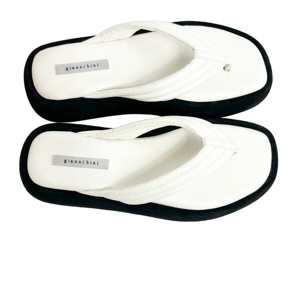 GIANNI BINNI WESLEY WHITE BLACK WOMEN SANDALS SIZE 8M LEATHER PLATFORM - Picture 10 of 10